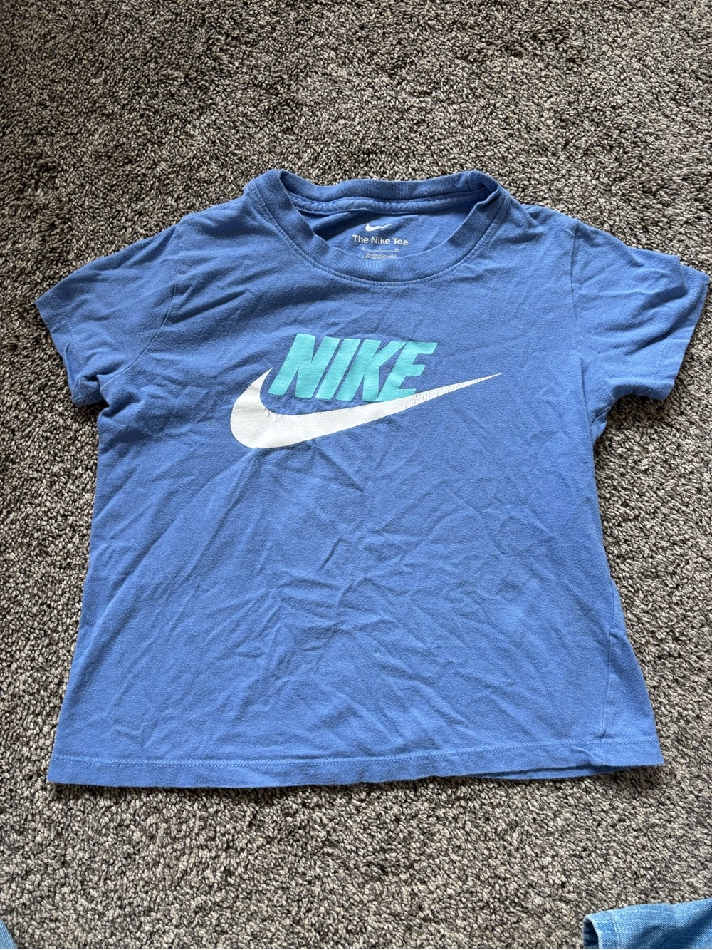 Nike Kids Blue Logo Tee with White Swoosh